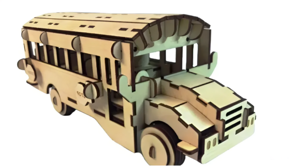 Artikel 97 Wooden Bus Model Kit, Puzzle - School Bus