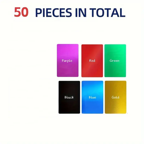 Artikel 2A 50 Personalized Aluminum Cards,Engraved Metal Business & Gift Cards,Aluminum Cards for Personal & Professional Use