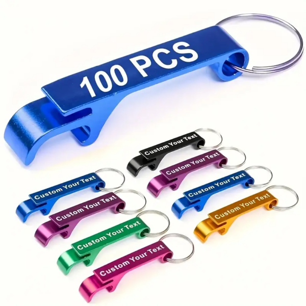 Artikel 1C  100 Personalized  Bottle Opener Keychain with Logo or Name