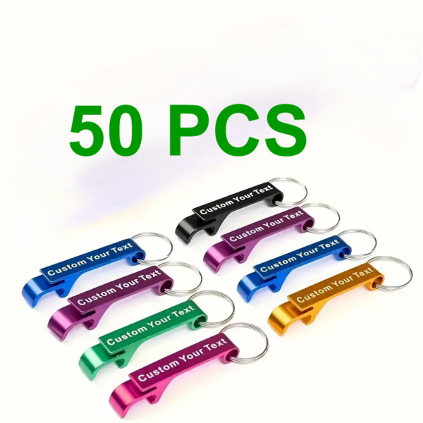 Artikel 1B  50 Personalized  Bottle Opener Keychain with Logo or Name