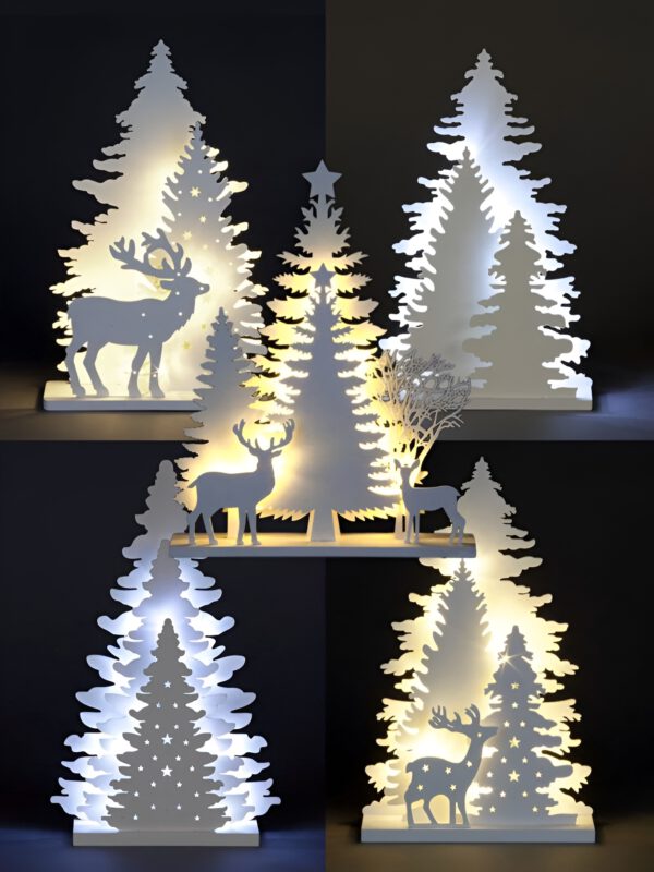 Artikel 192 Illuminated Plywood Christmas Tree with Rein deer, Wooden Christmas Tree Light Decoration