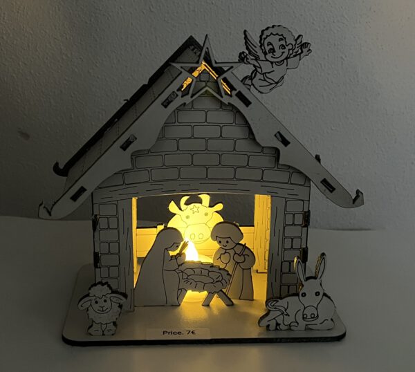 Artikel 343 Blessed Manger Decoration, Christmas Nativity Display, Holy Family Manger Set