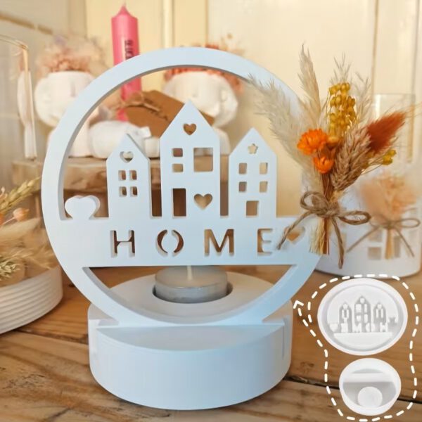 Artikel 27 Silicone casting mold – insert for candle holder houses with  HOME