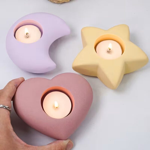 Artikel 41 Moon, Star & Heart Gießpulver Candle Holders – Handmade Minimal Décor