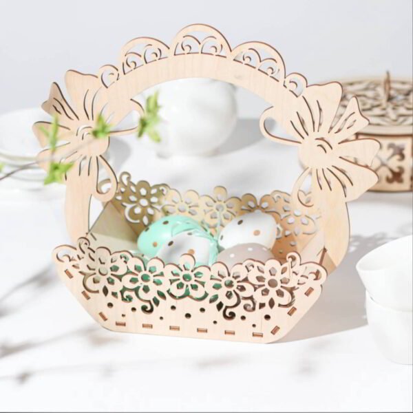 Artikel 53 Elegant Laser-Cut Plywood Decorative Basket