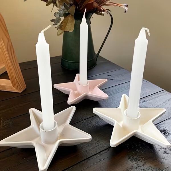 Artikel 37  3 peace Elegant Star-Shaped Candle Holders – Crafted with Precision from Finished Casting Powder