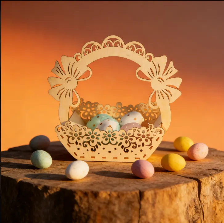 Artikel 53 Elegant Laser-Cut Plywood Decorative Basket