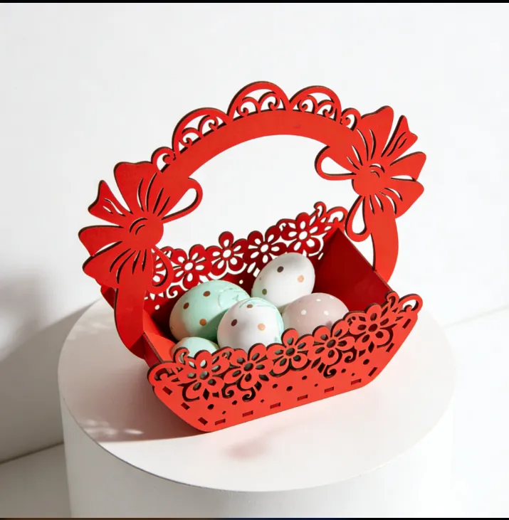 Artikel 53 Elegant Laser-Cut Plywood Decorative Basket