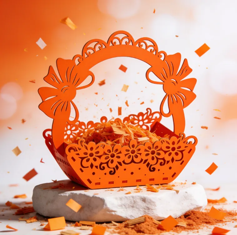 Artikel 53 Elegant Laser-Cut Plywood Decorative Basket