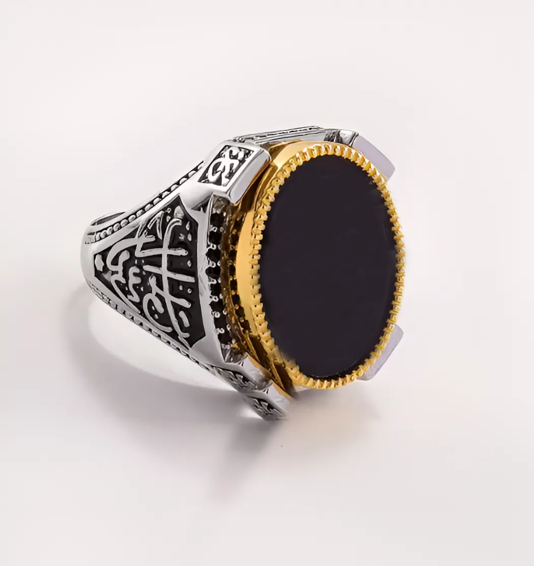 Artikel 1658 Stylish Steel Ring with Arabic Inscription "مولى بس