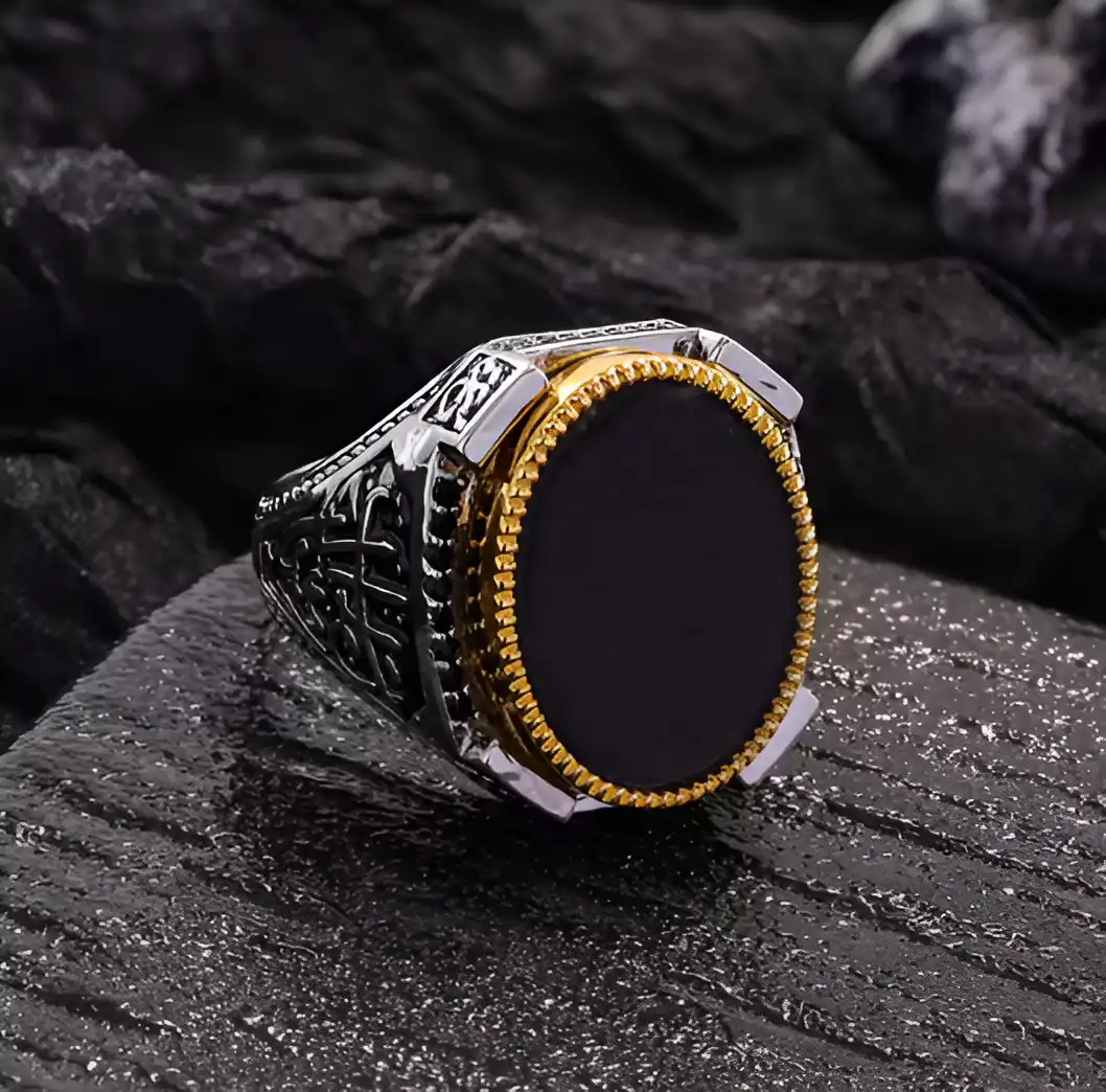 Artikel 1658 Stylish Steel Ring with Arabic Inscription "مولى بس