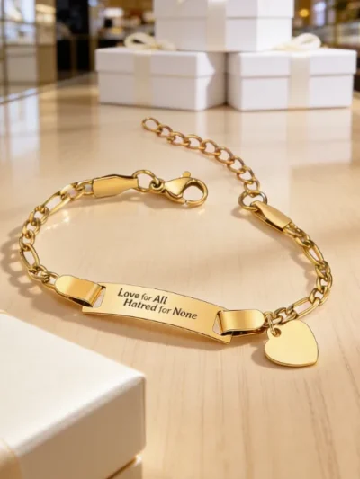 Artikel 1665 Children's Steel Armband Bracelet – Elegant, Safe & Personalized "Love for All Hatred for None"