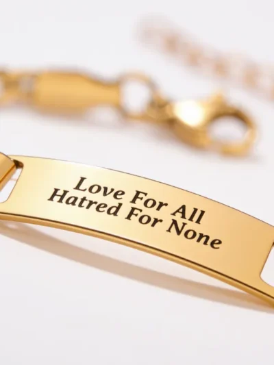 Artikel 1666 3 Pieces Children's Steel Armband Bracelet – Elegant, Safe & Personalized "Love for All Hatred for None"