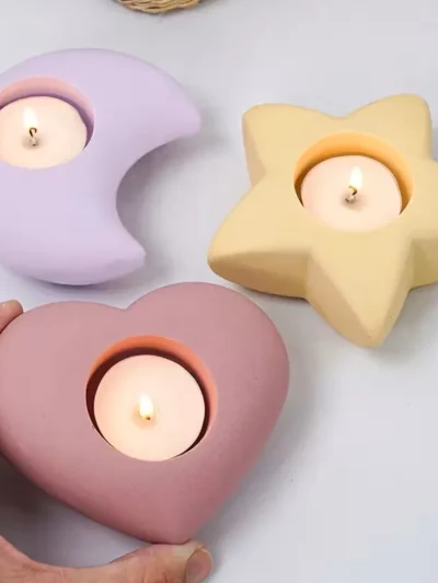 Artikel 41 Moon, Star & Heart Gießpulver Candle Holders – Handmade Minimal Décor