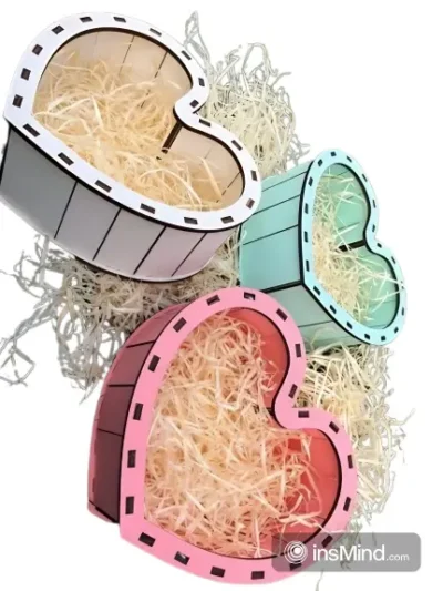 Artikel 70A 3 pieces Laser-Cut Heart-Shaped Wooden Box – Elegant Jewelry & Multi-Purpose Storage