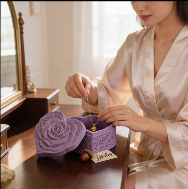Artikel 88 Handcrafted Rose Heart Gypsum Trinket Box